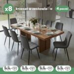 8x Welurowe krzesło tapicerowane pikowane Ciemny Grafit LIVO Czarne nogi - obrazek 3