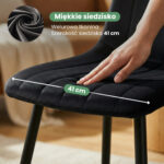 8x Welurowe krzesło tapicerowane pikowane Czarne LIVO Czarne nogi - obrazek 2