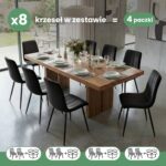 8x Welurowe krzesło tapicerowane pikowane Czarne LIVO Czarne nogi - obrazek 3