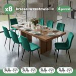 8x Welurowe krzesło tapicerowane pikowane Butelkowa Zieleń LIVO Czarne nogi - obrazek 3