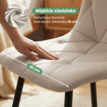 2x Welurowe krzesło tapicerowane pikowane Beżowe MILO Czarne nogi - obrazek 2