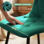 2x Welurowe krzesło tapicerowane pikowane Butelkowa Zieleń MILO Czarne nogi - obrazek 2