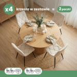 4x Welurowe krzesło tapicerowane pikowane Beżowe MILO Czarne nogi - obrazek 3