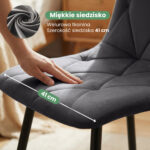 4x Welurowe krzesło tapicerowane pikowane Ciemny Grafit MILO Czarne nogi - obrazek 2