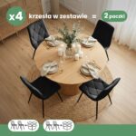 4x Welurowe krzesło tapicerowane pikowane Czarne MILO Czarne nogi - obrazek 3