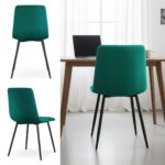 4x Welurowe krzesło tapicerowane pikowane Butelkowa Zieleń MILO Czarne nogi - obrazek 4