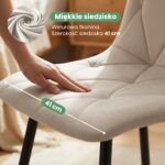 6x Welurowe krzesło tapicerowane pikowane Beżowe MILO Czarne nogi - obrazek 2