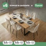 6x Welurowe krzesło tapicerowane pikowane Beżowe MILO Czarne nogi - obrazek 3