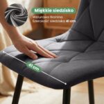 6x Welurowe krzesło tapicerowane pikowane Ciemny Grafit MILO Czarne nogi - obrazek 2