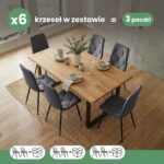 6x Welurowe krzesło tapicerowane pikowane Ciemny Grafit MILO Czarne nogi - obrazek 3