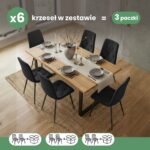 6x Welurowe krzesło tapicerowane pikowane Czarne MILO Czarne nogi - obrazek 3