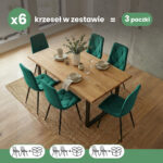 6x Welurowe krzesło tapicerowane pikowane Butelkowa Zieleń MILO Czarne nogi - obrazek 3