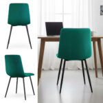 6x Welurowe krzesło tapicerowane pikowane Butelkowa Zieleń MILO Czarne nogi - obrazek 4