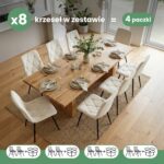 8x Welurowe krzesło tapicerowane pikowane Beżowe MILO Czarne nogi - obrazek 3