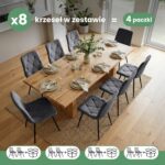 8x Welurowe krzesło tapicerowane pikowane Ciemny Grafit MILO Czarne nogi - obrazek 3