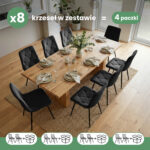 8x Welurowe krzesło tapicerowane pikowane Czarne MILO Czarne nogi - obrazek 3