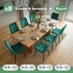 8x Welurowe krzesło tapicerowane pikowane Butelkowa Zieleń MILO Czarne nogi - obrazek 3