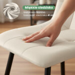 6x Welurowe krzesło tapicerowane pikowane Beżowe NERO Czarne nogi - obrazek 2