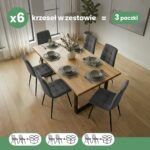 6x Welurowe krzesło tapicerowane pikowane Ciemny Grafit NERO Czarne nogi - obrazek 3