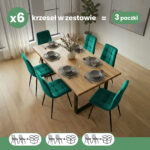 6x Welurowe krzesło tapicerowane pikowane Butelkowa Zieleń NERO Czarne nogi - obrazek 3