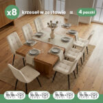 8x Welurowe krzesło tapicerowane pikowane Beżowe NERO Czarne nogi - obrazek 3