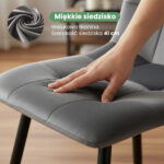 8x Welurowe krzesło tapicerowane pikowane Ciemny Grafit NERO Czarne nogi - obrazek 2