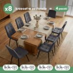 8x Welurowe krzesło tapicerowane pikowane Ciemny Grafit NERO Czarne nogi - obrazek 3