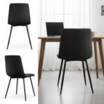 8x Welurowe krzesło tapicerowane pikowane Czarne NERO Czarne nogi - obrazek 4