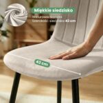 2x Welurowe krzesło tapicerowane pikowane Beżowe LUMO Czarne nogi - obrazek 2