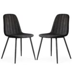 2x Welurowe krzesło tapicerowane pikowane Czarne LUMO Czarne nogi