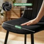 2x Welurowe krzesło tapicerowane pikowane Czarne LUMO Czarne nogi - obrazek 2