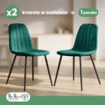 2x Welurowe krzesło tapicerowane pikowane Butelkowa Zieleń LUMO Czarne nogi - obrazek 3