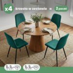 4x Welurowe krzesło tapicerowane pikowane Butelkowa Zieleń LUMO Czarne nogi - obrazek 3