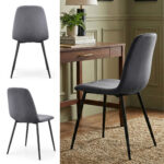 6x Welurowe krzesło tapicerowane pikowane Ciemny Grafit LUMO Czarne nogi - obrazek 4