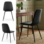 6x Welurowe krzesło tapicerowane pikowane Czarne LUMO Czarne nogi - obrazek 4