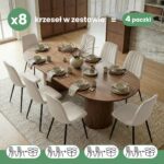 8x Welurowe krzesło tapicerowane pikowane Beżowe LUMO Czarne nogi - obrazek 3