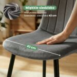 8x Welurowe krzesło tapicerowane pikowane Ciemny Grafit LUMO Czarne nogi - obrazek 2