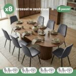 8x Welurowe krzesło tapicerowane pikowane Ciemny Grafit LUMO Czarne nogi - obrazek 3