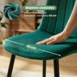 8x Welurowe krzesło tapicerowane pikowane Butelkowa Zieleń LUMO Czarne nogi - obrazek 2