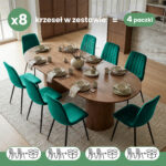 8x Welurowe krzesło tapicerowane pikowane Butelkowa Zieleń LUMO Czarne nogi - obrazek 3