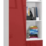 REGAŁ BIUROWY R 80 cm CLP R11 BIAŁY / CZERWONY POŁYSK