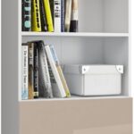 REGAŁ BIUROWY R 60 cm CLP 3 SZUFLADY 2 PÓŁKI BIAŁY / CAPPUCCINO POŁYSK