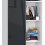 REGAŁ BIUROWY R 80 cm CLP 1 DRZWI 4 PÓŁKI BIAŁY / GRAFIT POŁYSK