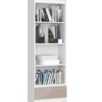 Regał R 60 cm CLP 1 szuflada 4 półki - biały-cappuccino połysk