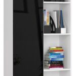 REGAŁ BIUROWY R 80 cm CLP 1 DRZWI 4 PÓŁKI BIAŁY / CZARNY POŁYSK