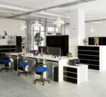 REGAŁ BIUROWY R 80 cm CLP 1 DRZWI 4 PÓŁKI BIAŁY / CZARNY POŁYSK - obrazek 3