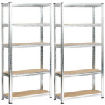 2x REGAŁ METALOWY 70x30x154 SREBRNY