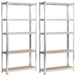 2x REGAŁ METALOWY 90x30x180 SREBRNY