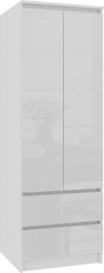 SZAFA STAR S 60 cm 2 DRZWI 2 SZUFLADY PK BIAŁA / BIAŁY POŁYSK