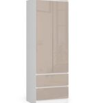 SZAFA STAR S 60 cm 2 DRZWI 2 SZUFLADY PK BIAŁA / CAPPUCCINO POŁYSK